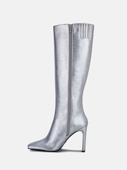 Novo Silver Zodiak Square Toe Knee High Boots - Image 3 of 5