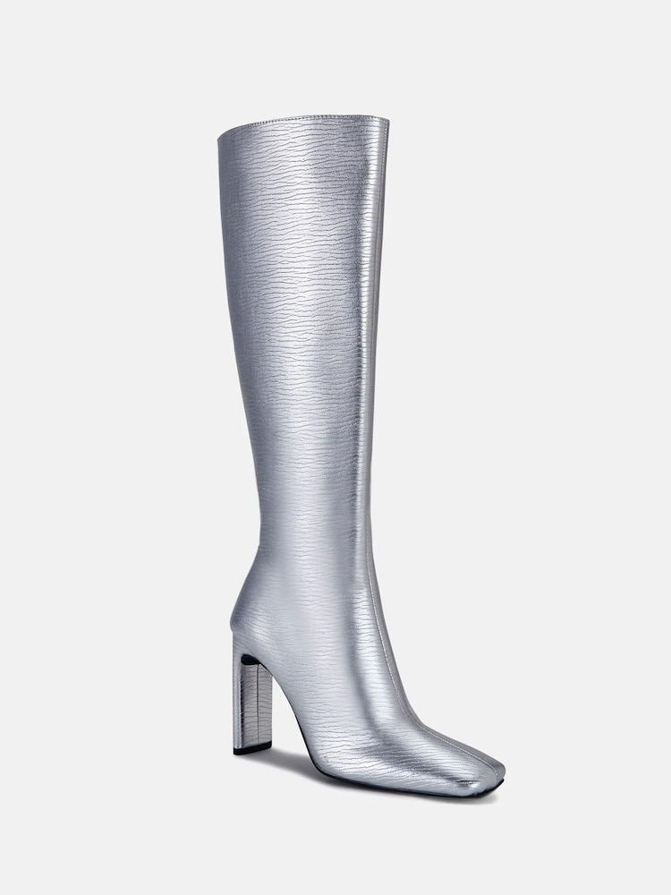 Novo Silver Zodiak Square Toe Knee High Boots - Image 4 of 5