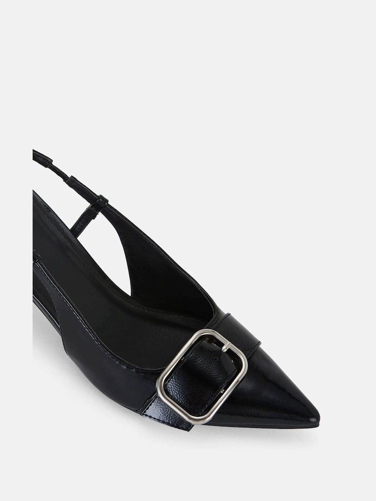 Negro - Novo Isera Point Slingback Buckle Court Shoes - Imagen 2 de 6