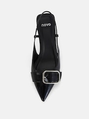 Negro - Novo Isera Point Slingback Buckle Court Shoes - Imagen 3 de 6