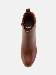 Novo Brown Regular Fit Vienna Block Heel Chelsea Boots - Image 6 of 7