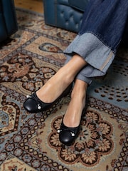 Novo Black Regular Fit Chioggia Low Heel Emeblished Bow Ballerina Shoes - Image 1 of 5