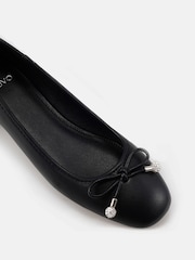 Novo Black Regular Fit Chioggia Low Heel Emeblished Bow Ballerina Shoes - Image 3 of 5