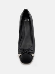 Novo Black Regular Fit Chioggia Low Heel Emeblished Bow Ballerina Shoes - Image 4 of 5