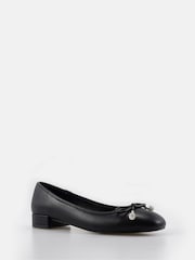 Novo Black Regular Fit Chioggia Low Heel Emeblished Bow Ballerina Shoes - Image 5 of 5