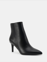 Novo Black PU Regular Fit Felicia Point Mid Heel Ankle Boots - Image 3 of 6