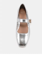 Novo Silver Standard Fit Cesena Mary Jane Flat Ballerina Shoes - Image 3 of 6