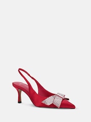 Novo Red Standard Fit Isernia Luxe Diamante Bow Slingback Court Shoes - Image 3 of 6