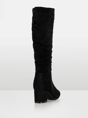 Novo Black Standard Fit ERIN Rouched Block Heel Knee High Boots - Image 3 of 4