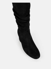 Novo Black Standard Fit ERIN Rouched Block Heel Knee High Boots - Image 4 of 4