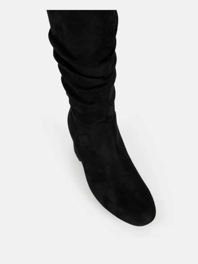 Novo Black Standard Fit ERIN Rouched Block Heel Knee High Boots - Image 4 of 4 Novo Black Standard Fit ERIN Rouched Block Heel Knee High Boots - Image 4 of 4