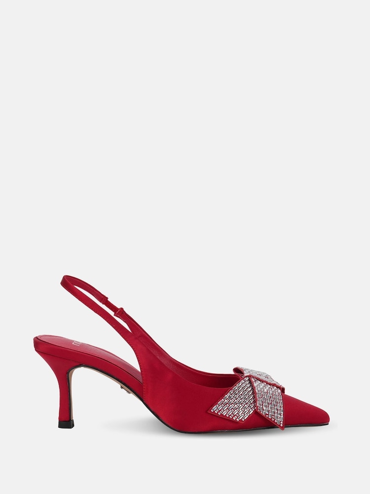 Novo Red Wide Fit Isernia Luxe Diamante Bow Slingback Court Shoes - Image 2 of 6