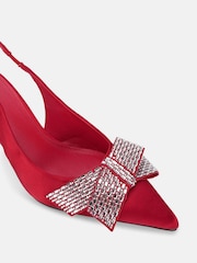 Novo Red Wide Fit Isernia Luxe Diamante Bow Slingback Court Shoes - Image 4 of 6