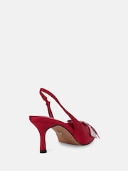 Novo Red Wide Fit Isernia Luxe Diamante Bow Slingback Court Shoes - Image 6 of 6