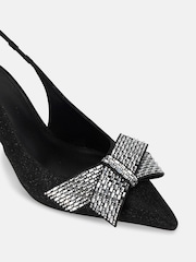 Novo Black Regular Fit Isernia Luxe Diamante Bow Slingback Court Shoes - Image 4 of 4