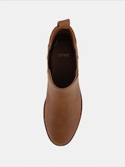 Novo Brown Wide Fit Daniela Flat Chelsea Boots - Image 2 of 4
