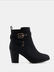 Novo Black Regular Fit Jayda Buckle Detail Heeled Boots - Image 2 of 6
