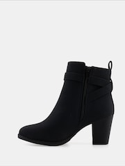 Novo Black Wide Fit Jayda Buckle Detail Heeled Boots - Image 3 of 6