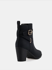 Novo Black Wide Fit Jayda Buckle Detail Heeled Boots - Image 5 of 6