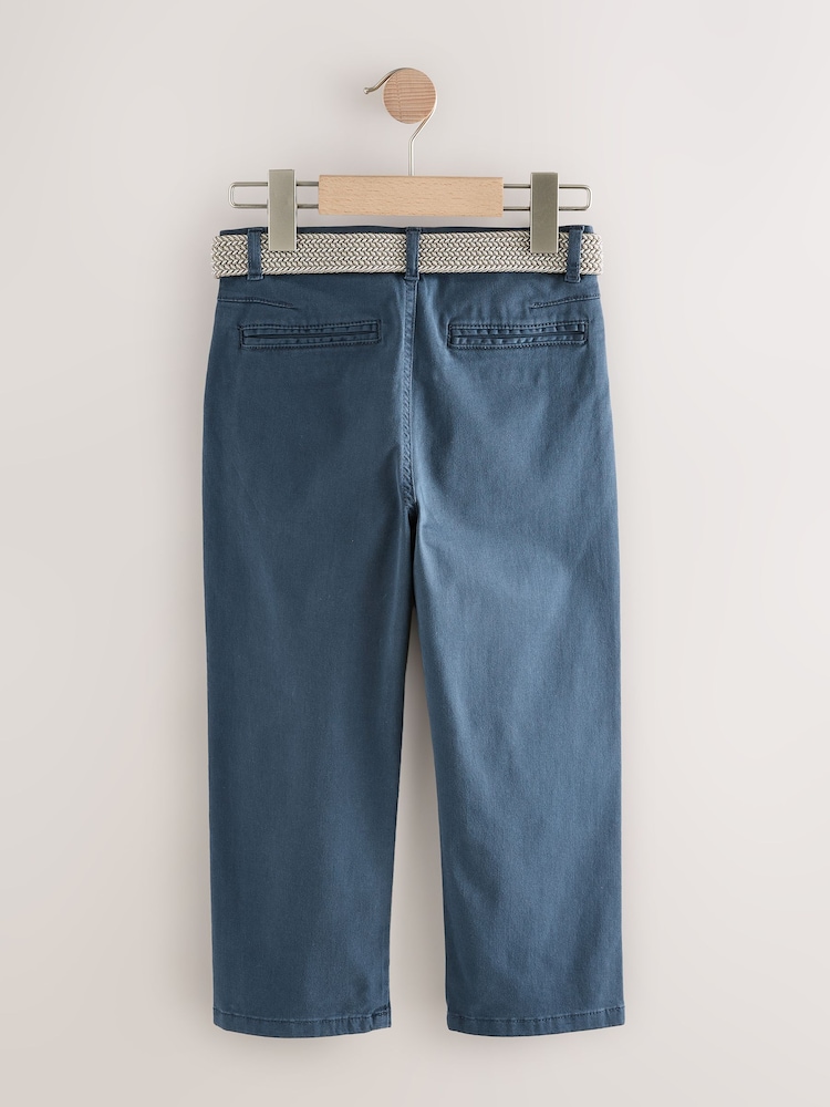 Navy Wash Chino Trousers With Belt - Image 2 of 5