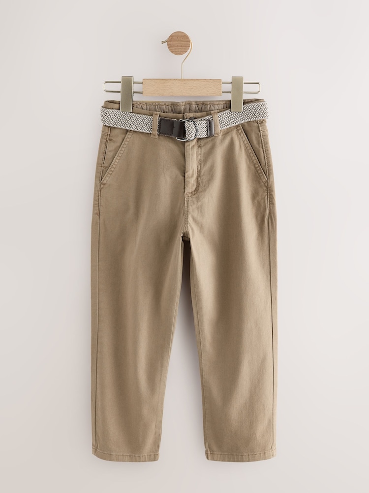 Stone Wash Chino Trousers With Belt - Image 1 of 1