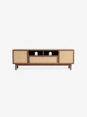 MADE.COM Dark Oak Effect Pavia Rattan Superwide Up to 50 Inch TV Unit - Image 4 of 5
