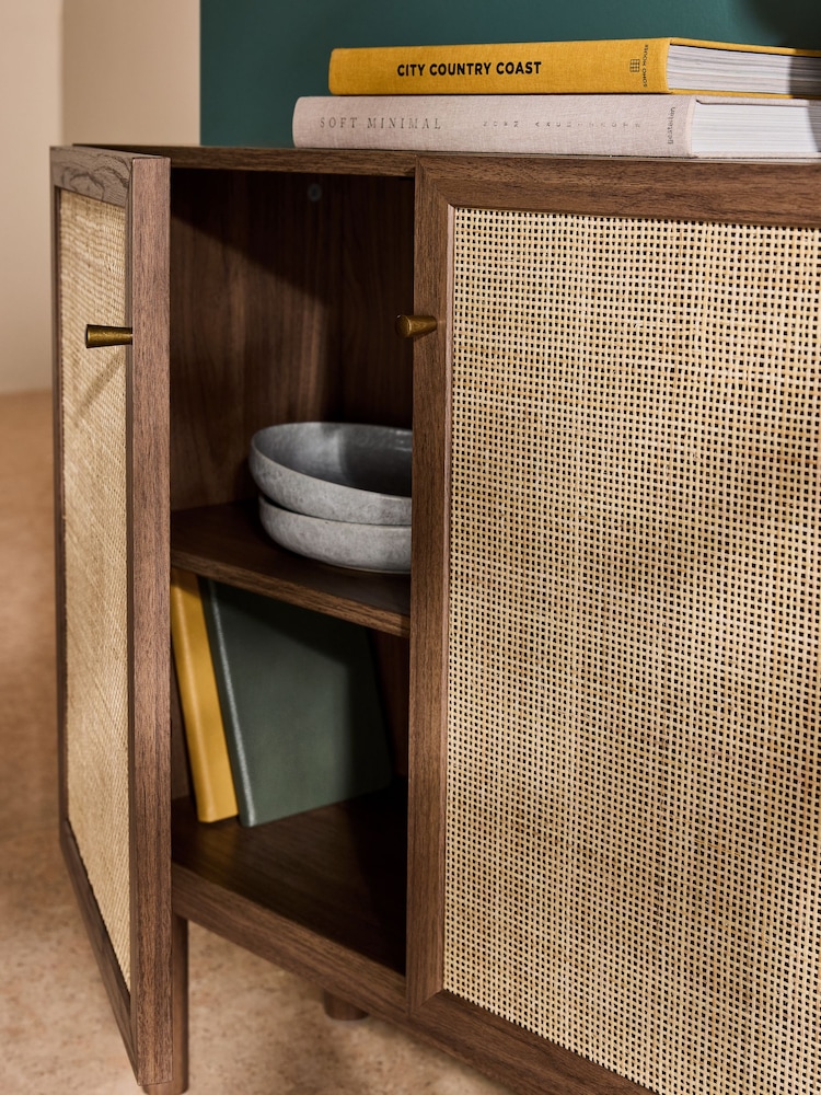 MADE.COM Dark Oak Effect Pavia Rattan Small Sideboard - Image 2 of 7