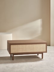 MADE.COM Dark Oak Effect Pavia Rattan Coffee Table to Desk - Image 2 of 8