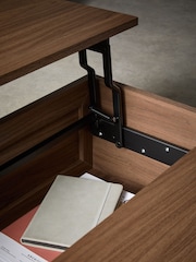 MADE.COM Dark Oak Effect Pavia Rattan Coffee Table to Desk - Image 5 of 8