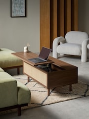 MADE.COM Dark Oak Effect Pavia Rattan Coffee Table to Desk - Image 6 of 8