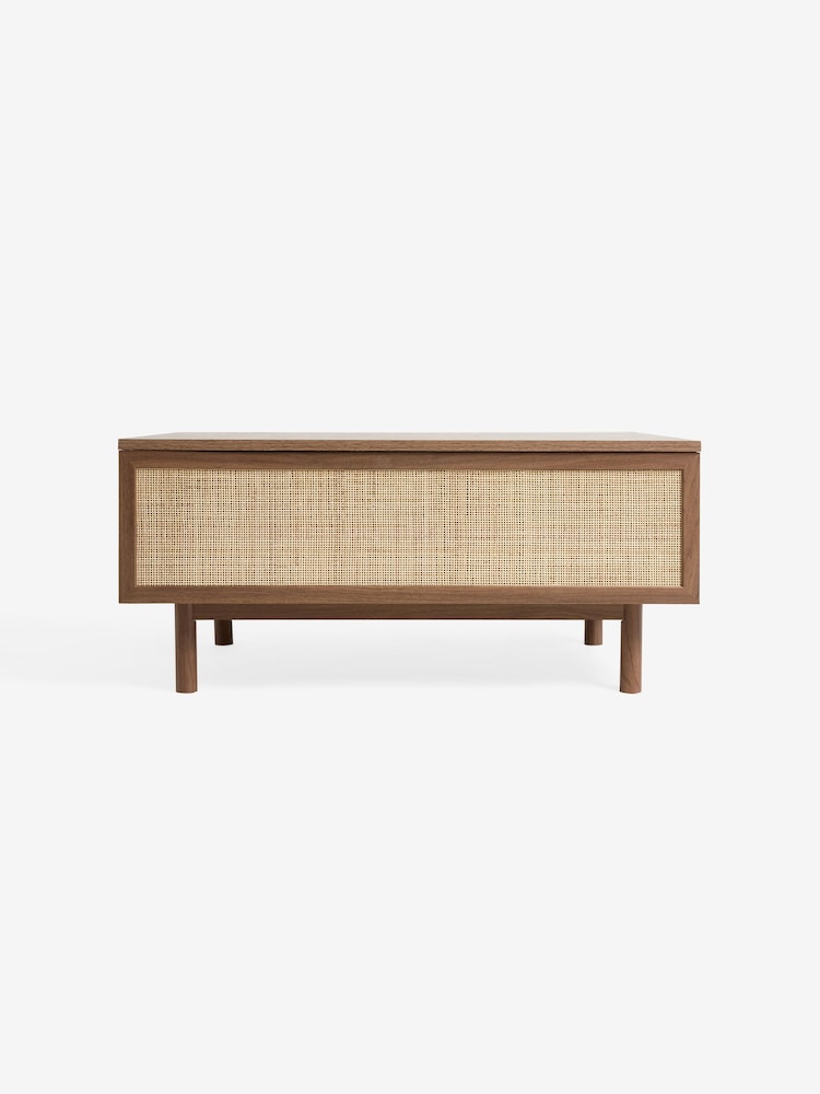 MADE.COM Dark Oak Effect Pavia Rattan Coffee Table to Desk - Image 8 of 8