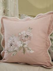 Sanderson Rose Adele Floral Embroidered Wave Cushion - Image 1 of 6