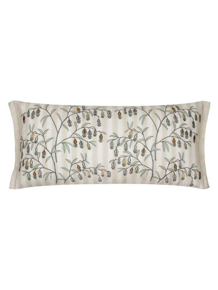 Sanderson Linen Chinese Lanterns Floral Embroidered Cushion - Image 2 of 7