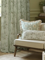 Sanderson Sage Chinese Lanterns Embroidered Floral Striped Pencil Pleat Curtains - Image 4 of 6