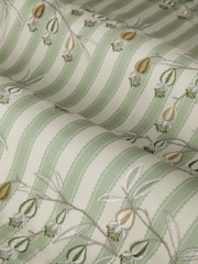 Sanderson Sage Chinese Lanterns Embroidered Floral Striped Pencil Pleat Curtains - Image 5 of 6