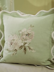 Sanderson Sage Adele Floral Embroidered Wave Cushion - Image 1 of 6