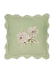 Sanderson Sage Adele Floral Embroidered Wave Cushion - Image 2 of 6