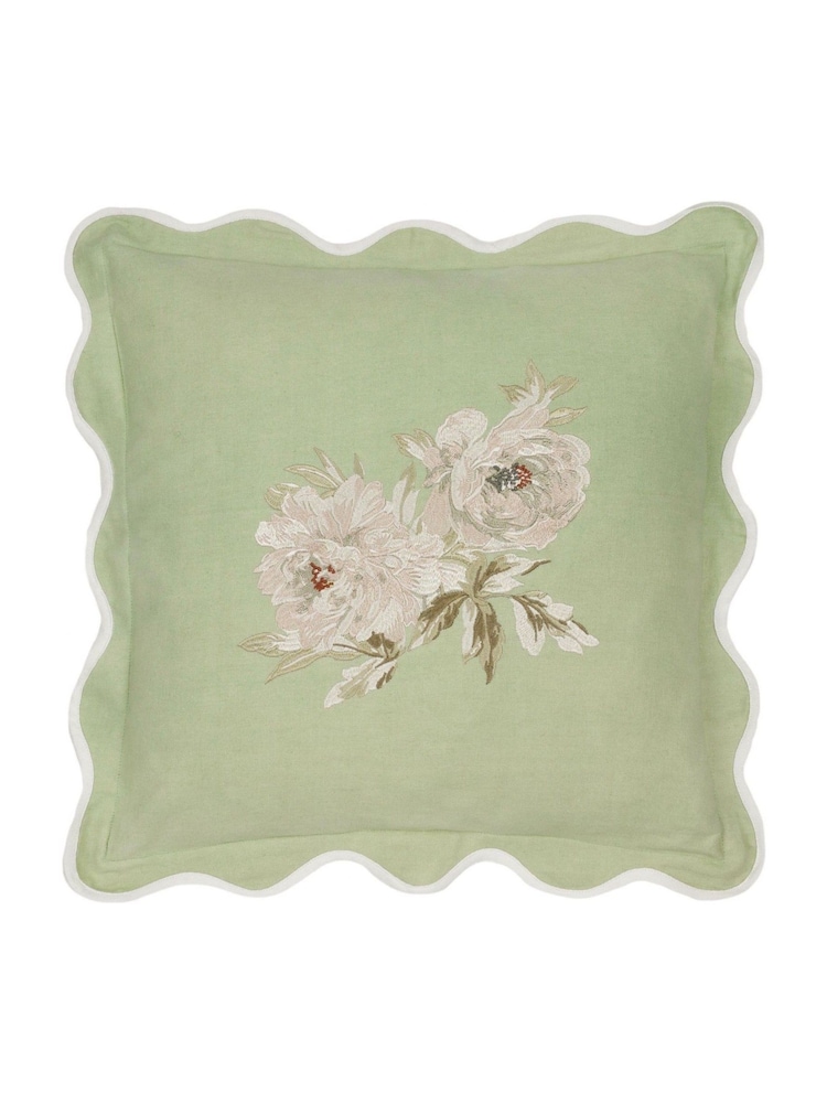 Sanderson Sage Adele Floral Embroidered Wave Cushion - Image 2 of 6