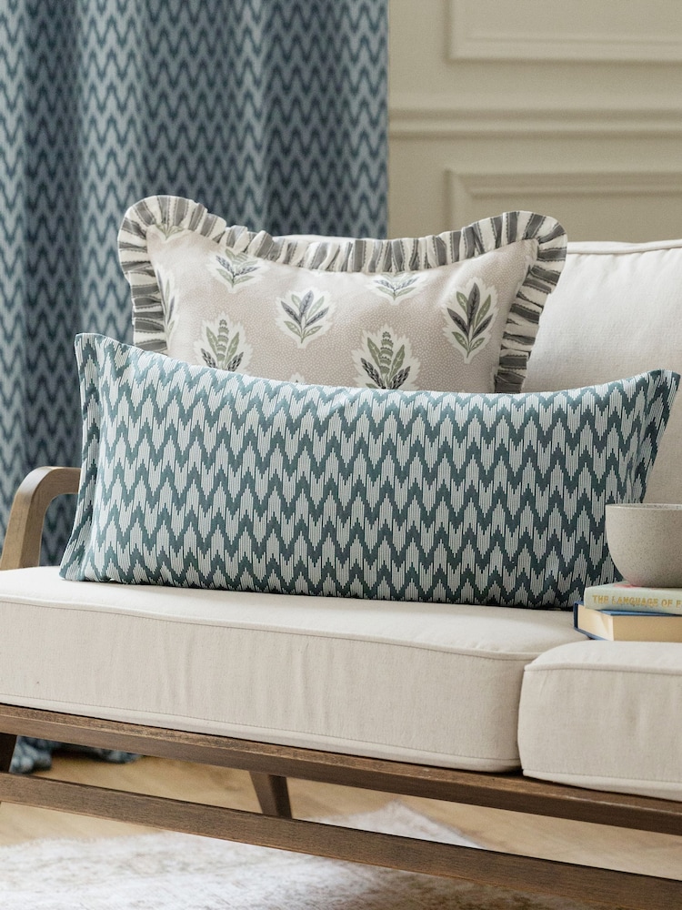 Sanderson Blue Hutton Woven Jacquard Piped Cushion - Image 1 of 5