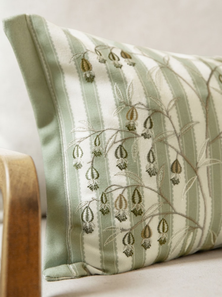 Sanderson Sage Chinese Lanterns Floral Embroidered Cushion - Image 6 of 6