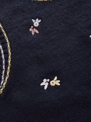 Blue Navy Embroidered Floral Print Sleeveless Knitted Tank - Image 7 of 7