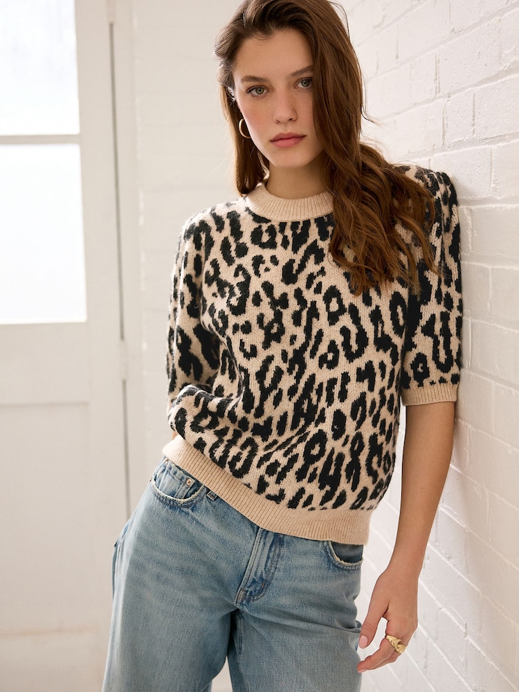 Animal Soft Touch Short Sleeve Knitted Jumper With Wool - Image 1 of 7