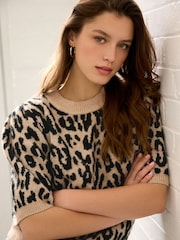 Animal Soft Touch Short Sleeve Knitted Jumper With Wool - Image 4 of 7