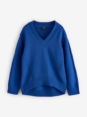 Blue Indigo 100% Cotton V-Neck Jumper - Image 5 of 7