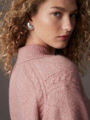 Pink Blush Soft Touch Short Sleeve Knitted Polo Jumper with Wool - Image 4 of 8