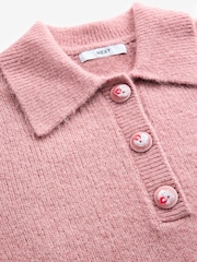 Pink Blush Soft Touch Short Sleeve Knitted Polo Jumper with Wool - Image 7 of 8