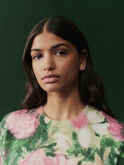 Pink Floral Printed Crew Neck Jumper - Image 5 of 7