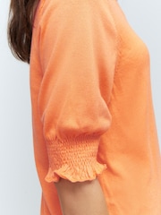 Naranja - Short Sleeve Crew Neck T-Shirt With Frill Edge Detail - Imagen 4 de 8