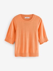 Naranja - Short Sleeve Crew Neck T-Shirt With Frill Edge Detail - Imagen 6 de 8
