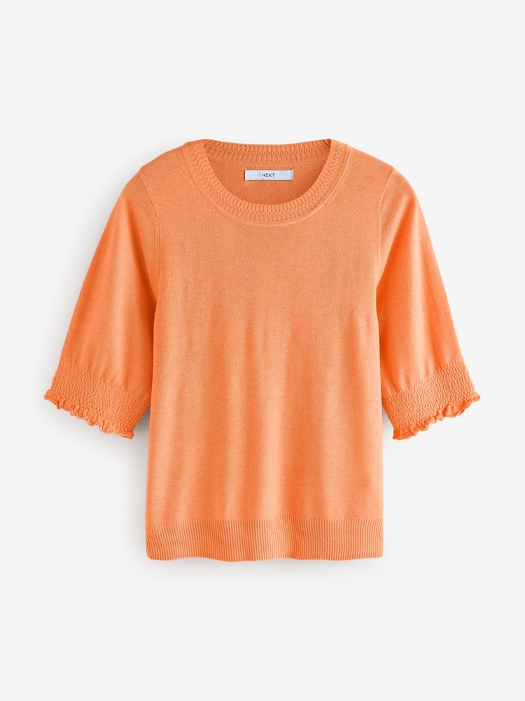 Orange Short Sleeve Crew Neck T-Shirt With Frill Edge Detail - Image 6 of 8